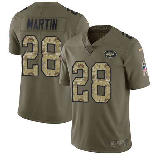 Nike Jets #28 Curtis Martin Olive/Camo Men's Stitched NFL Limited Salute To Service Jersey